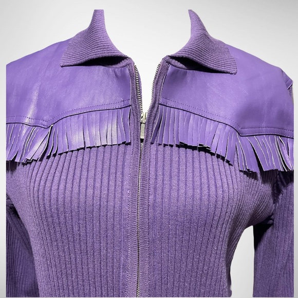 Grand Ole Opry Brand Purple Fringe Sweater - Picture 2 of 4